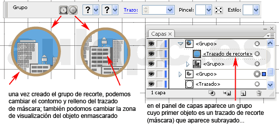 Minero acero quemado sobre la máscara de recorte de Illustrator
